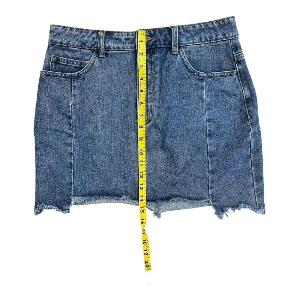 Forever 21 Distress Jeans Mini Skirt L